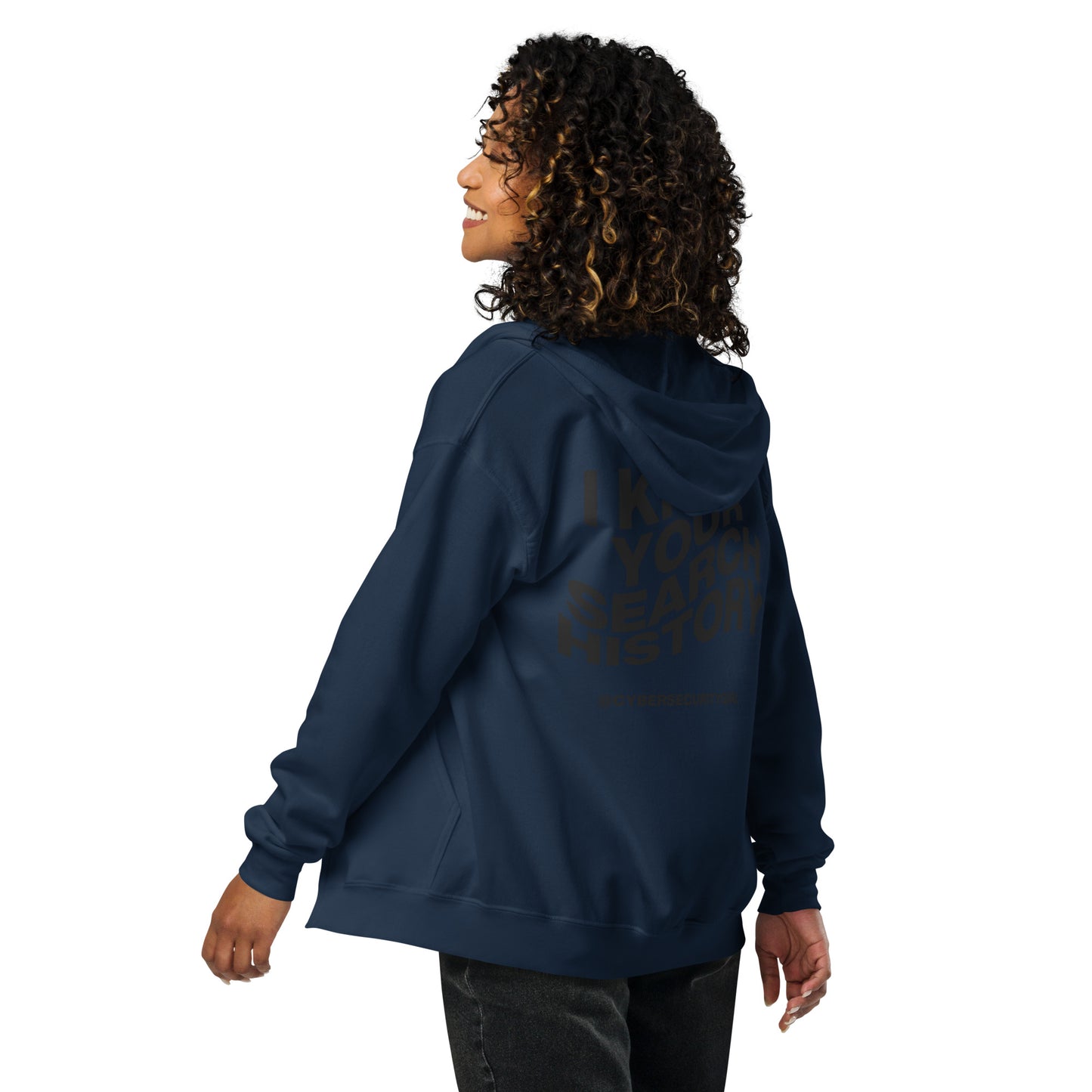 "I Know Your Search History" Unisex zip hoodie- Black Wavy Font- 4 Color Options