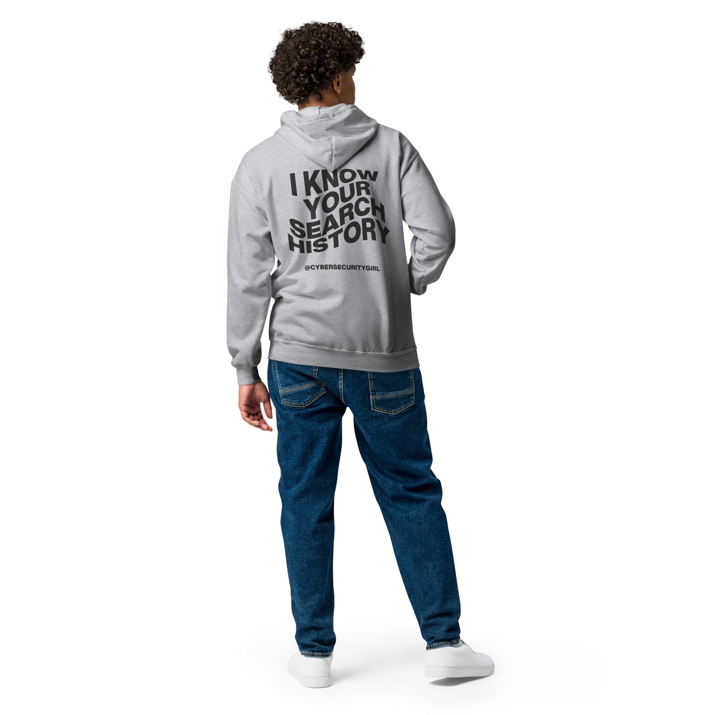 "I Know Your Search History" Unisex zip hoodie- Black Wavy Font- 4 Color Options