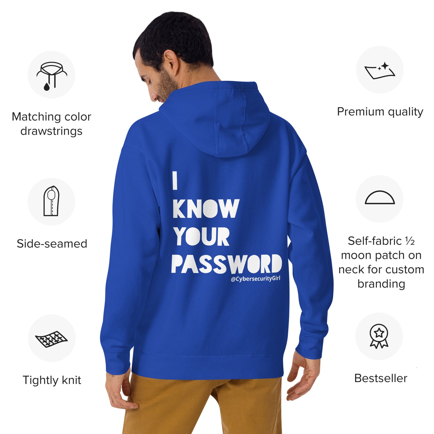 "I Know Your Password" Unisex Hoodie- White Bold Font- 9 Color Options