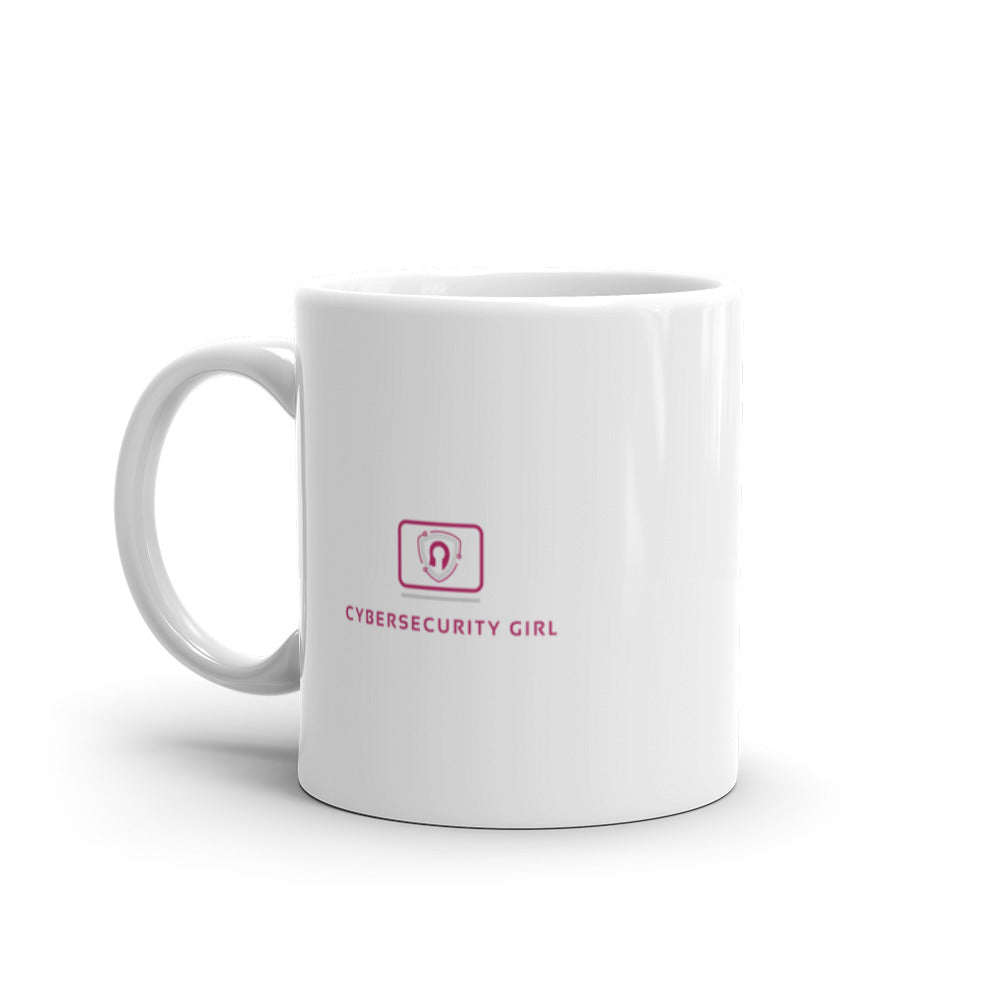 Cybersecurity Girl White glossy mug