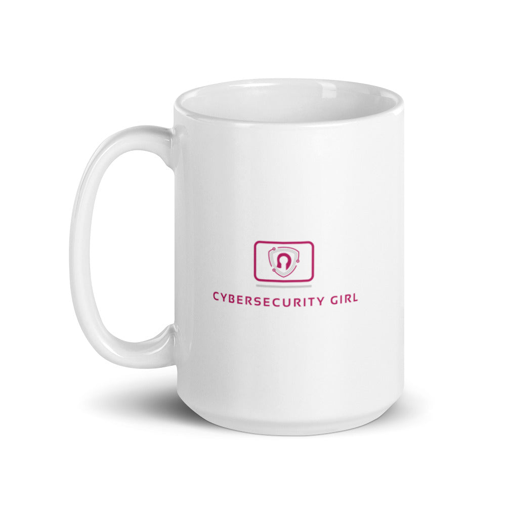 Cybersecurity Girl White glossy mug