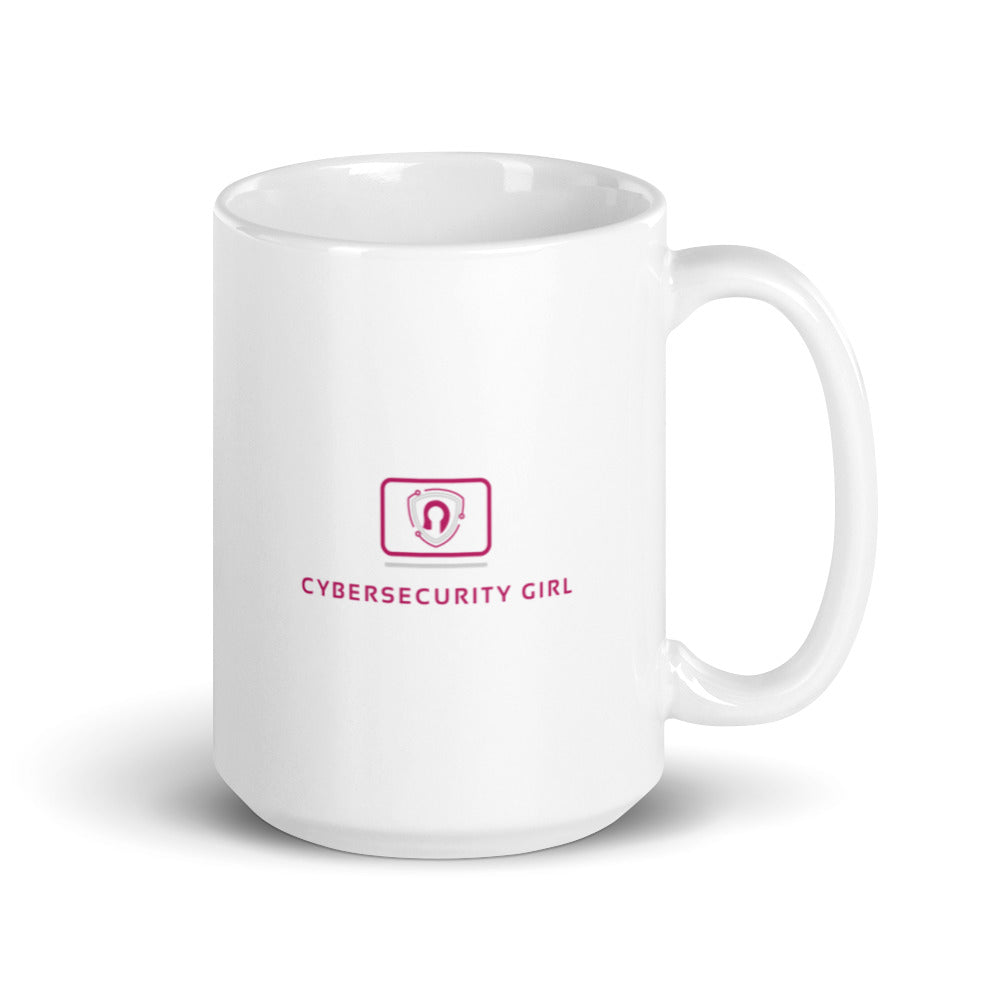 Cybersecurity Girl White glossy mug