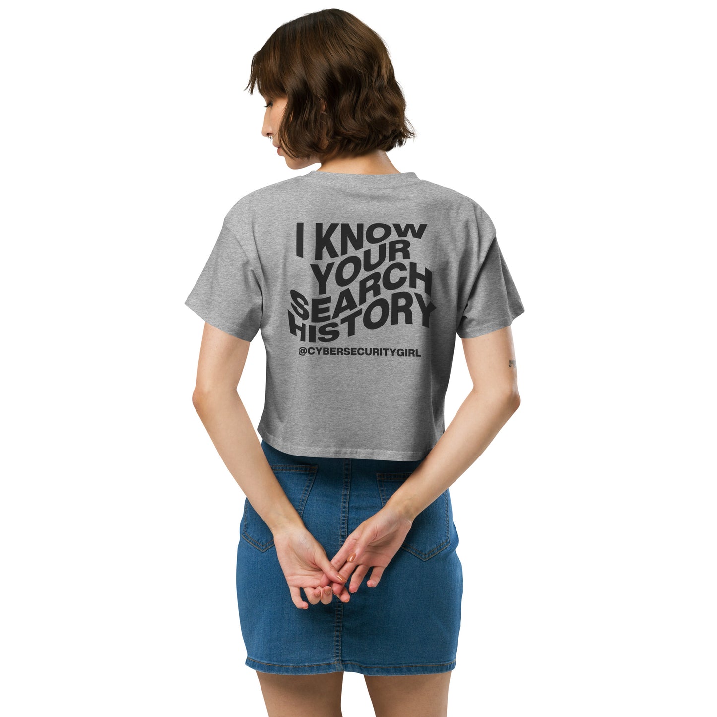 "I Know Your Search History" Women’s crop top- Wavy Font- 9 Color Options