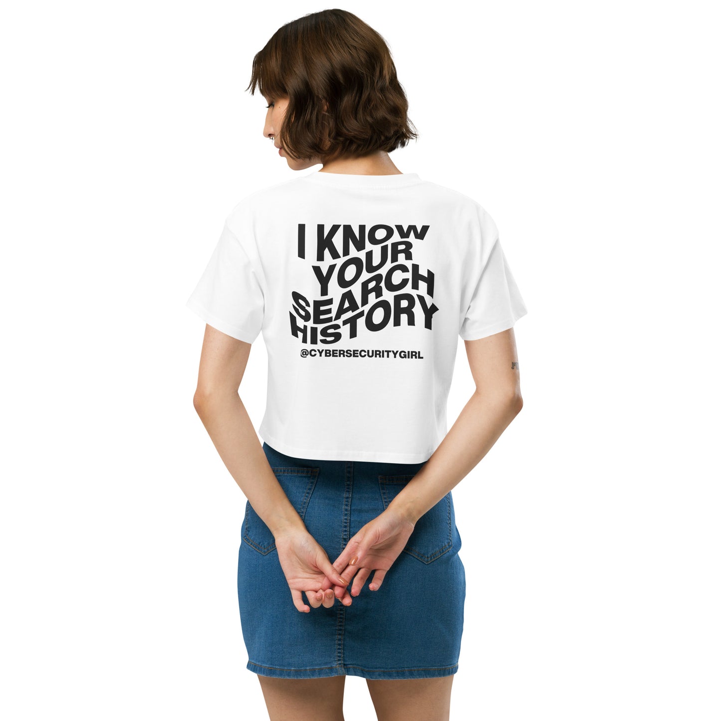 "I Know Your Search History" Women’s crop top- Wavy Font- 9 Color Options